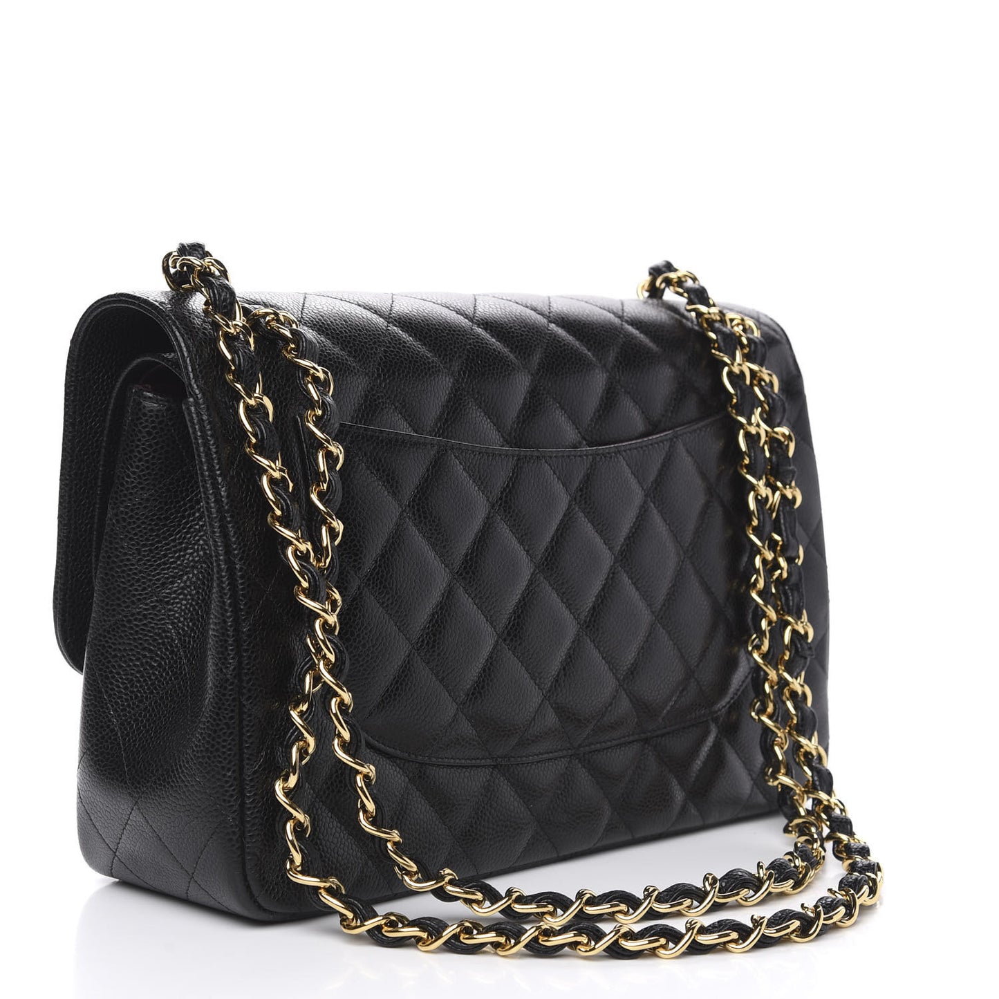Caviar Quilted Jumbo Double Flap Black