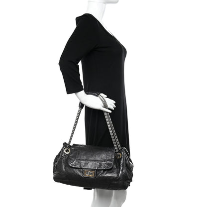 Chanel Calfskin Perforated Large Drill Accordion Flap Black 2 of 9