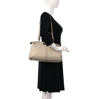 Fendi Goatskin Elaphe Medium Peekaboo Iconic Satchel Latte Natural 2 of 17