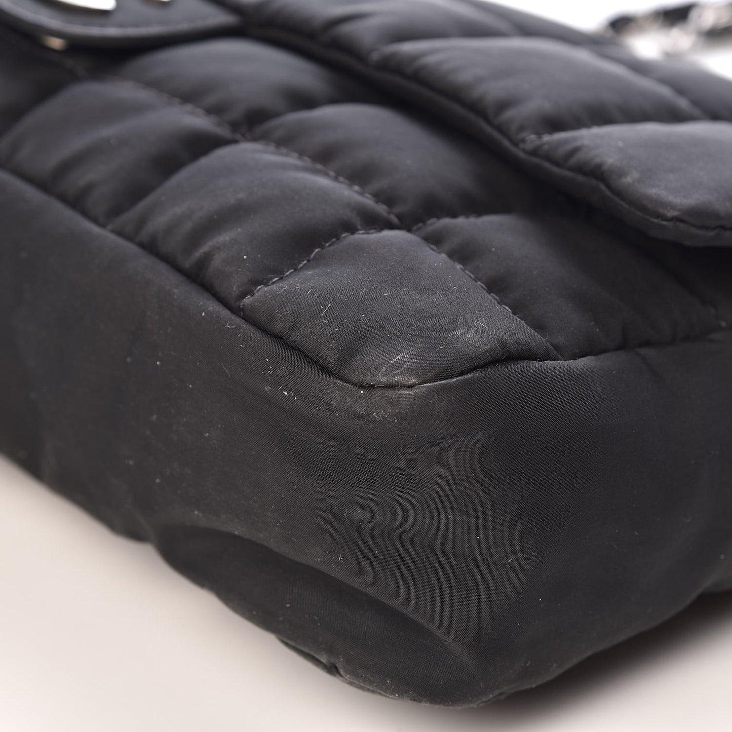 Nylon Square Quilted Flap Black