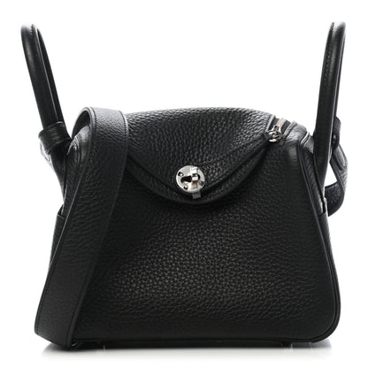 Hermes Taurillon Clemence Mini Lindy 20 Black 1 of 9