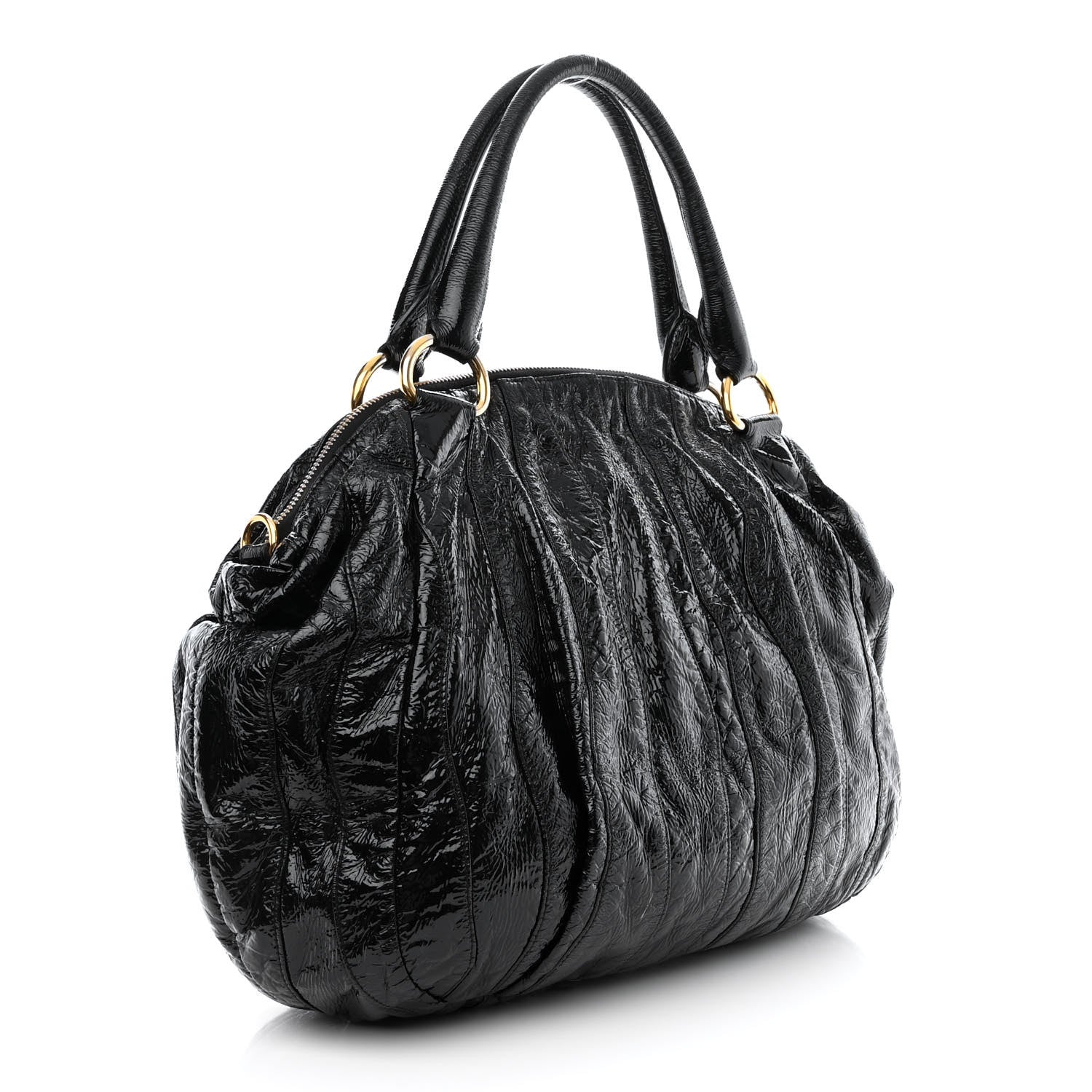 Prada Vernice Stripes Shoulder Bag Black 3 of 12