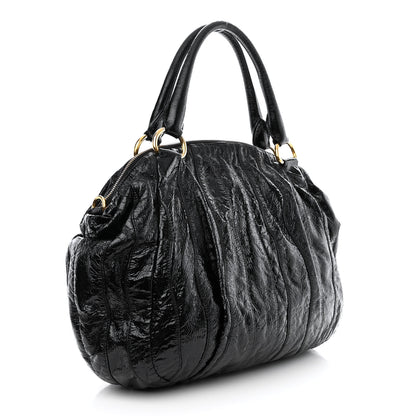 Prada Vernice Stripes Shoulder Bag Black 3 of 12