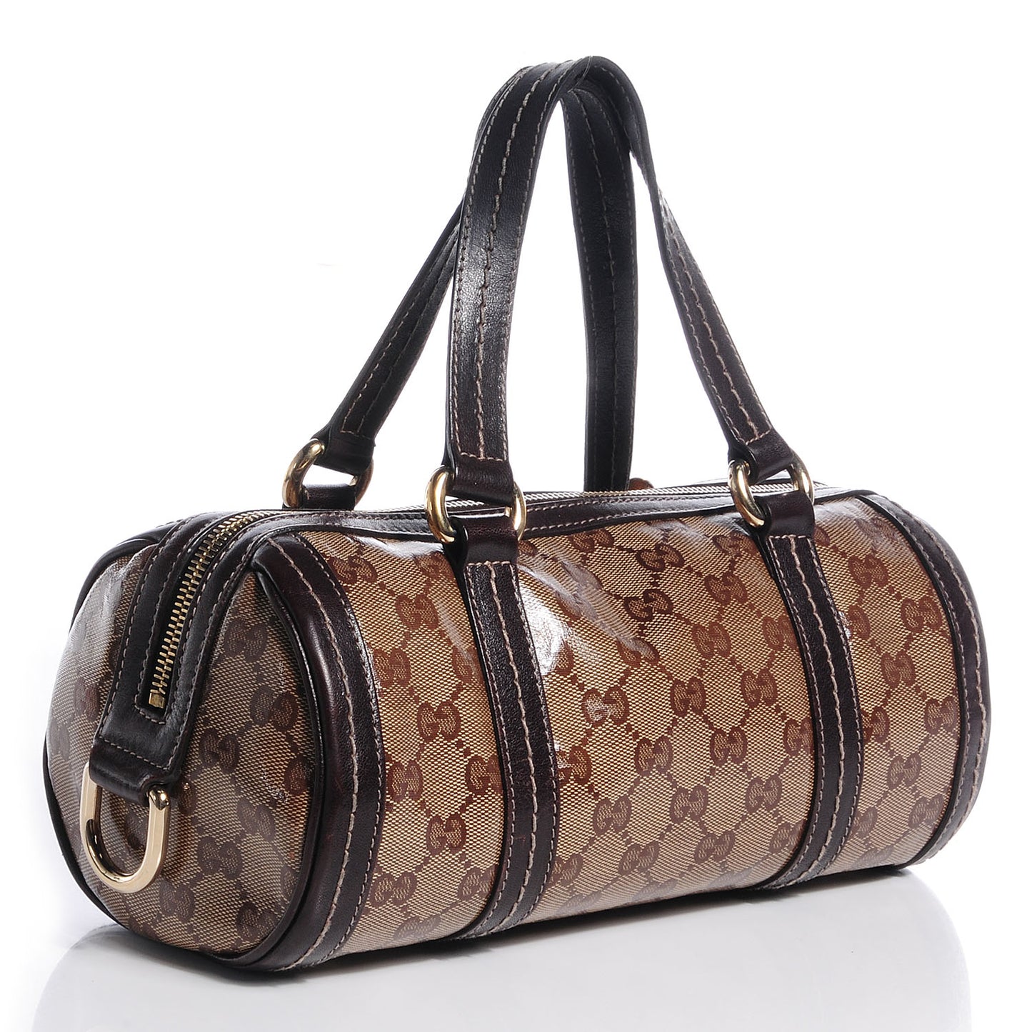 Crystal Monogram Duchessa Small Boston Bag Brown