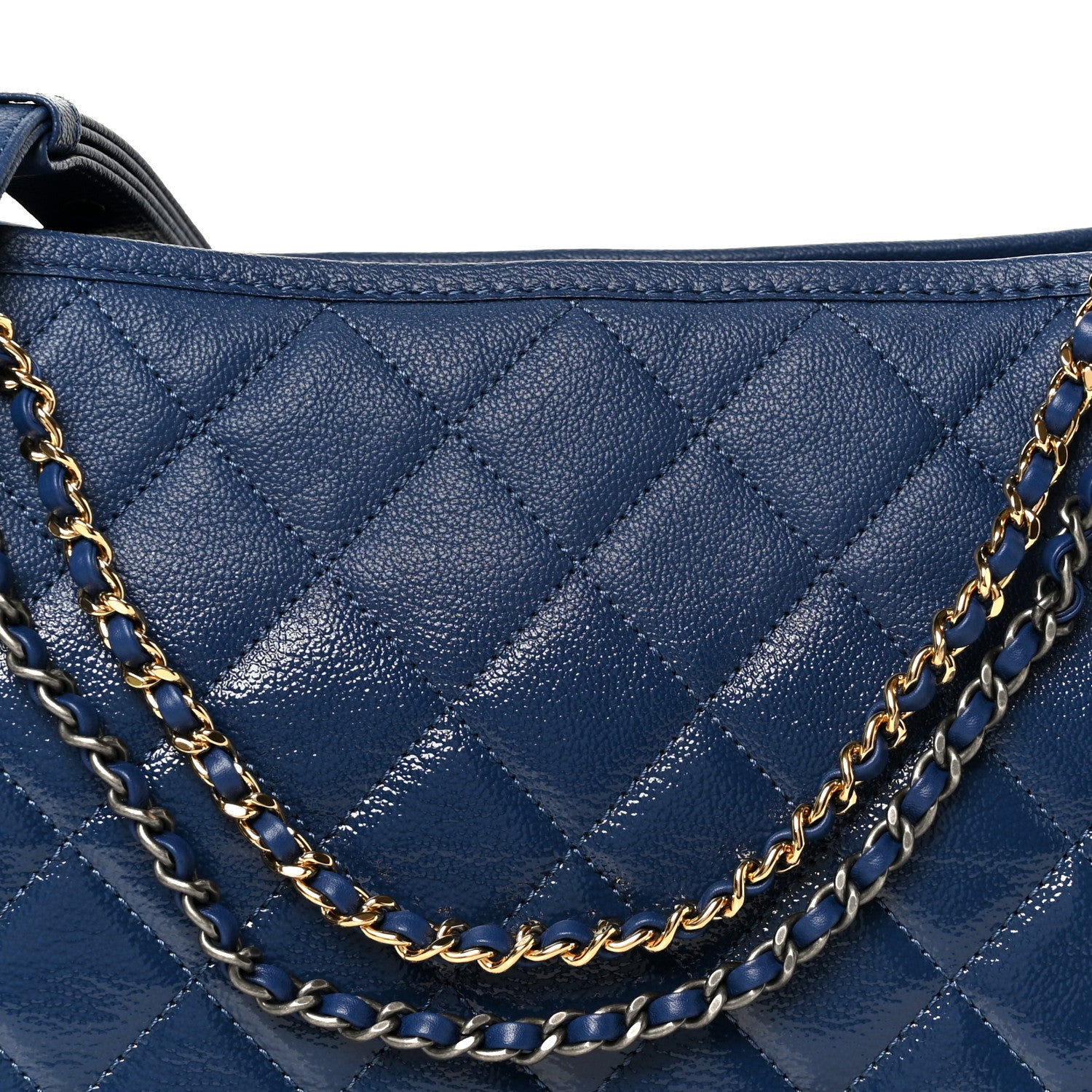 Chanel Patent Goatskin Quilted Medium Gabrielle Hobo Blue 8 of 10