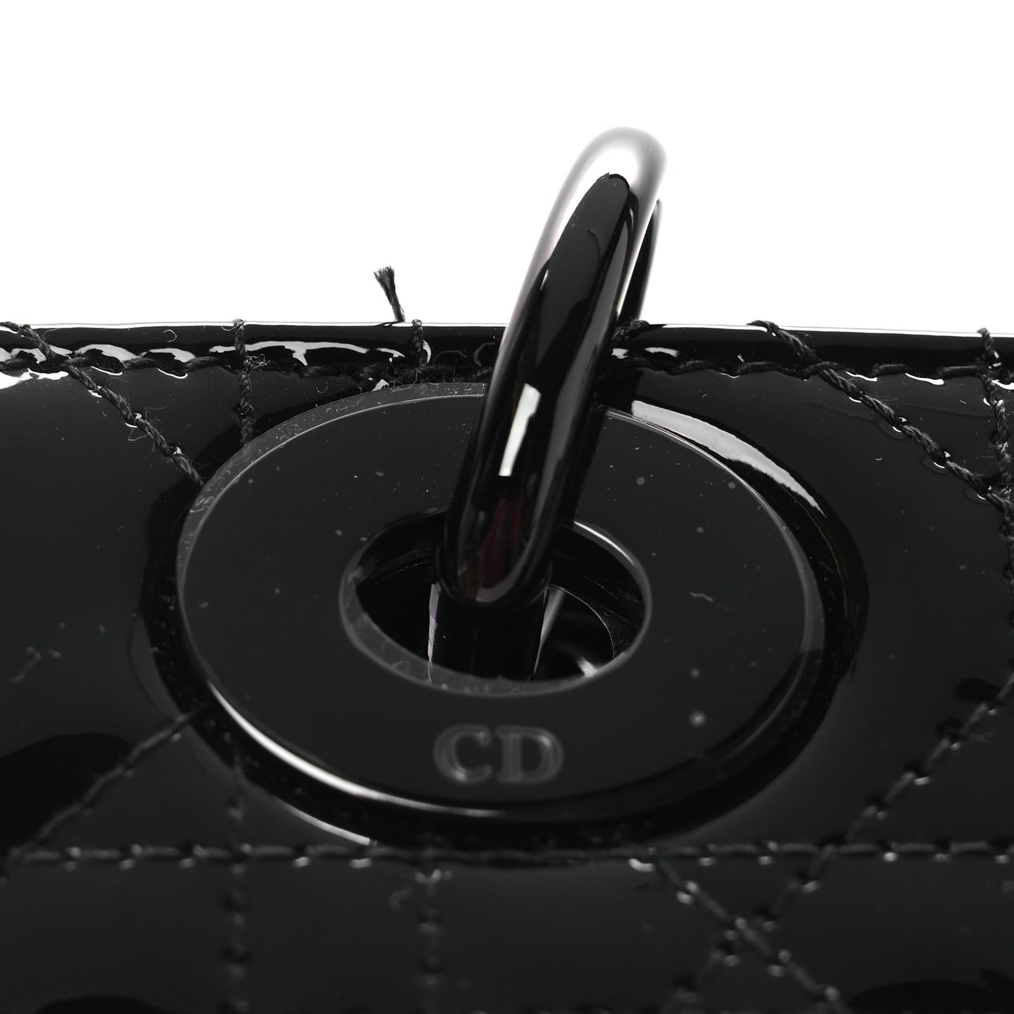 Ultraglossy Patent Cannage Small Lady Dior Black