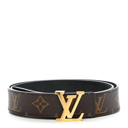 Louis Vuitton Calfskin Monogram 30mm LV Initiales Reversible Belt 80 32 Black 1 of 9