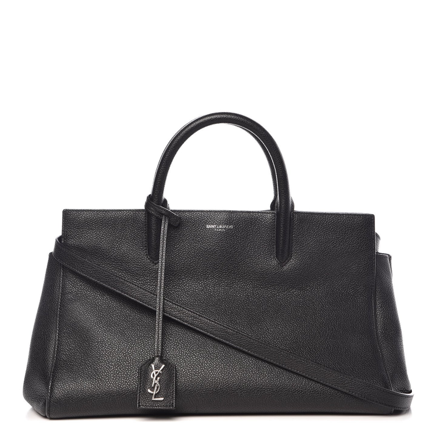 Grained Calfskin Small Cabas Rive Gauche Black