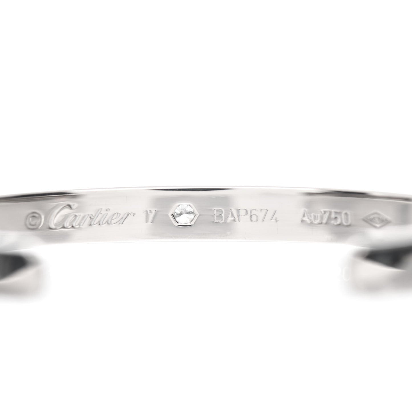 18K White Gold 1 Diamond LOVE Cuff Bracelet 17