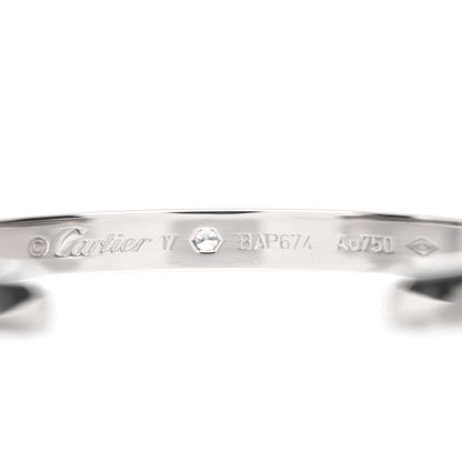 Cartier 18K White Gold 1 Diamond LOVE Cuff Bracelet 17 4 of 5