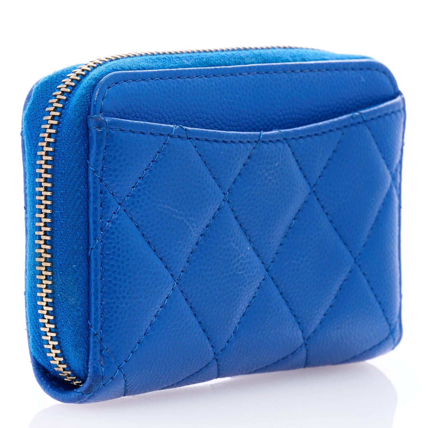 Chanel Caviar Quilted Zip Coin Purse Dark Blue 3 of 7