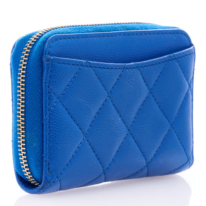 Chanel Caviar Quilted Zip Coin Purse Dark Blue 3 of 7