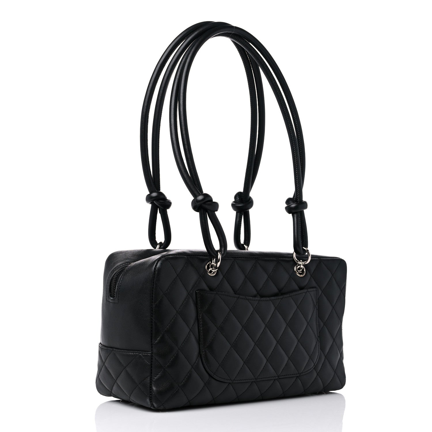 Chanel Calfskin Quilted Large Cambon Bowler Black White 3 of 15