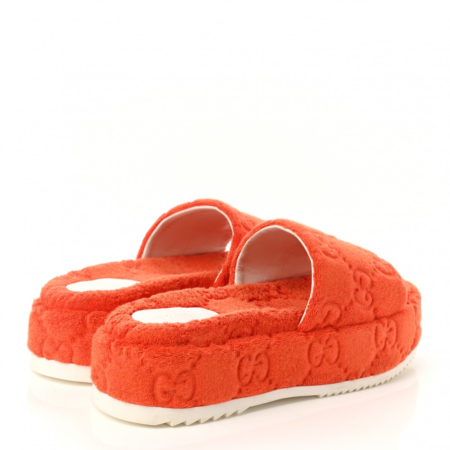Terry Cloth GG Monogram Angelina Platform 55mm Slide Sandals 40 Deep Orange