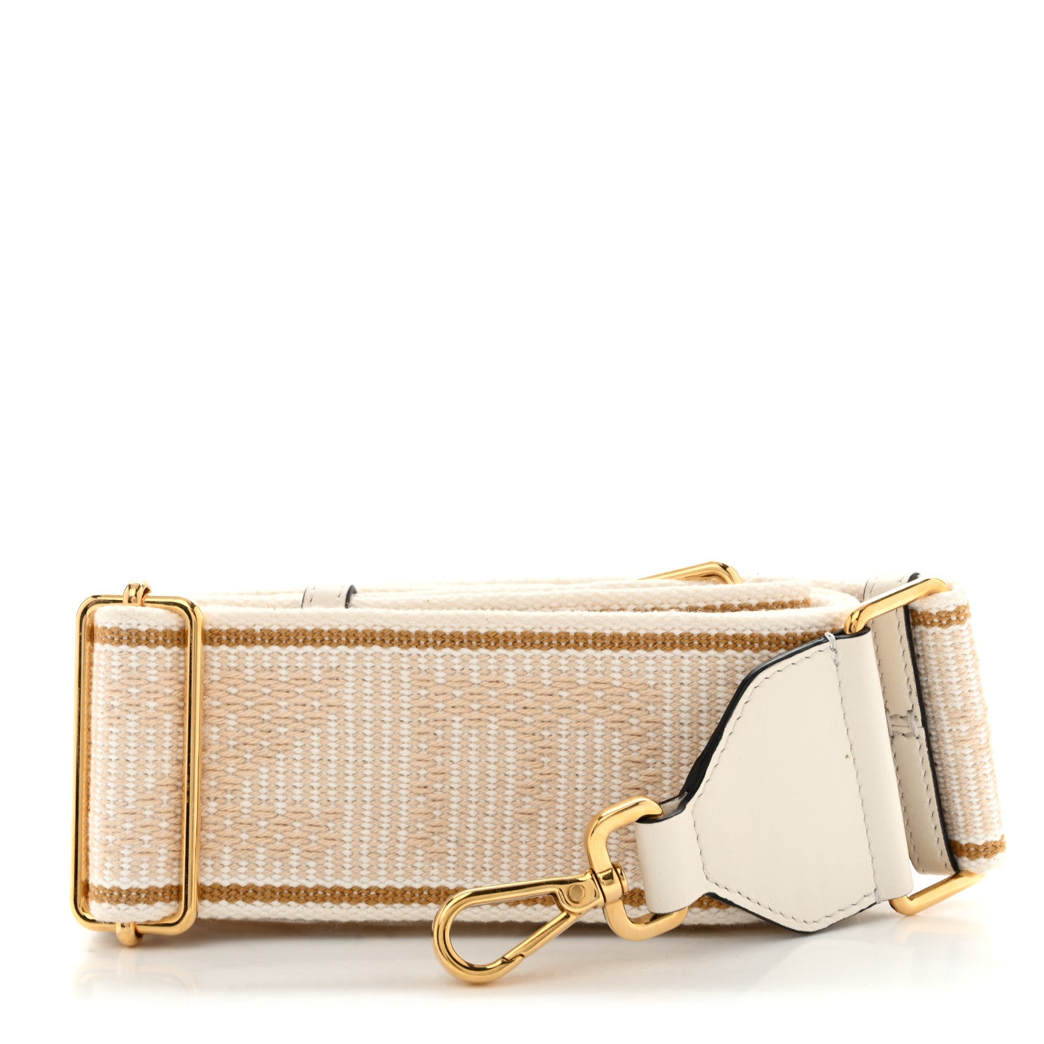 Fendi Cannete Ribbon Poly Vitello Century Logo Adjustable Strap You White Garza Ecru 1 of 5