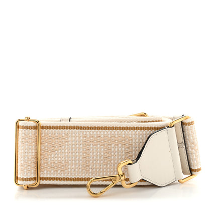 Fendi Cannete Ribbon Poly Vitello Century Logo Adjustable Strap You White Garza Ecru 1 of 5