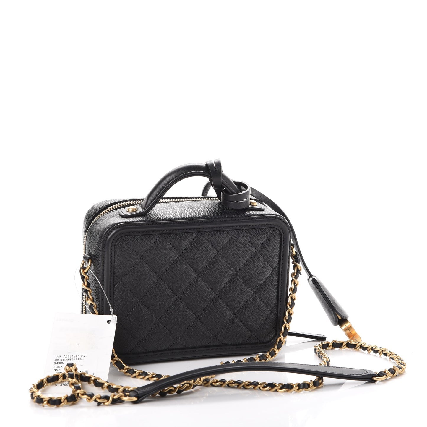 Caviar Quilted Small CC Filigree Vanity Case Black