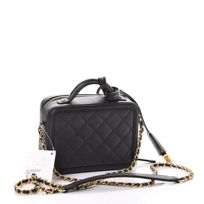 Chanel Caviar Quilted Small CC Filigree Vanity Case Black 4 of 9