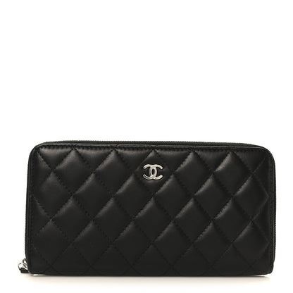 Chanel Lambskin Quilted Large Gusset Zip Around Wallet Black 1 of 10