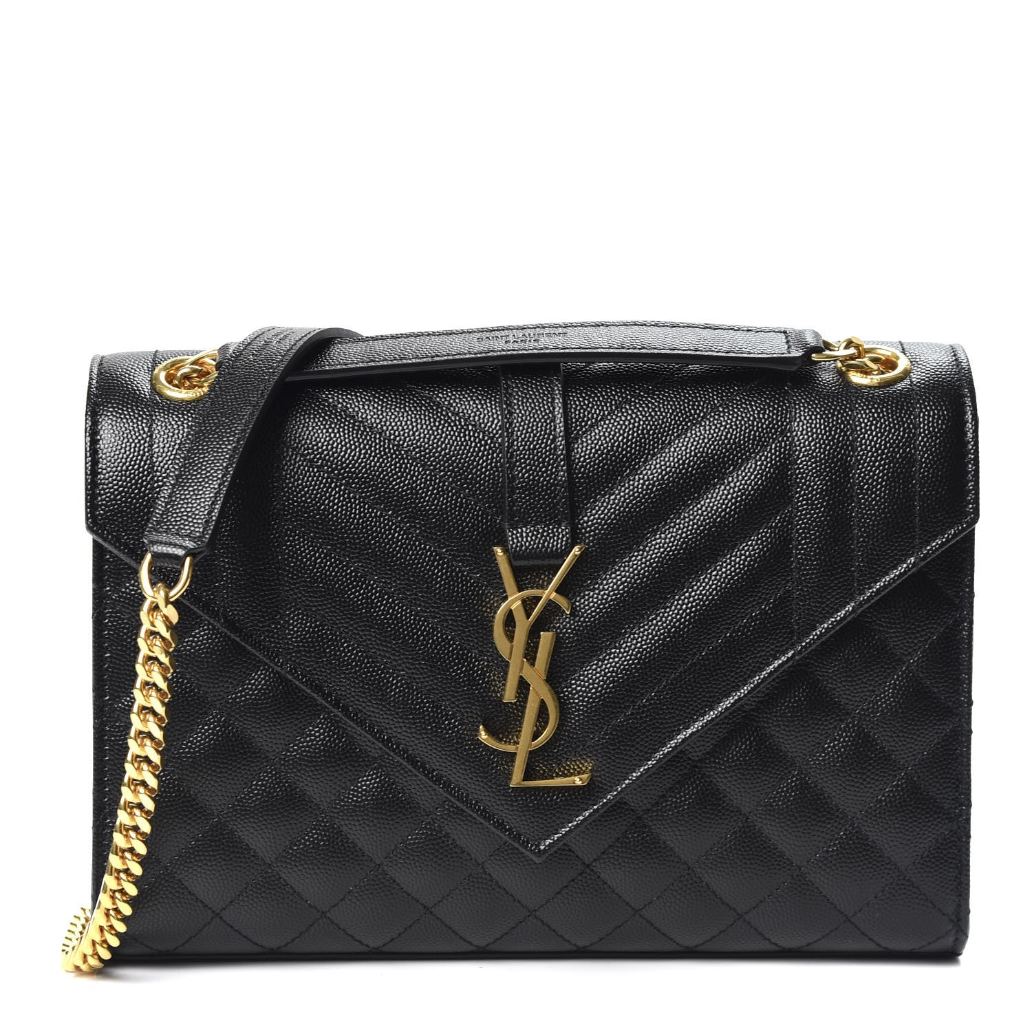 Saint Laurent Grain De Poudre Textured Mixed Matelasse Triquilt Medium Monogram Satchel Black 1 of 9