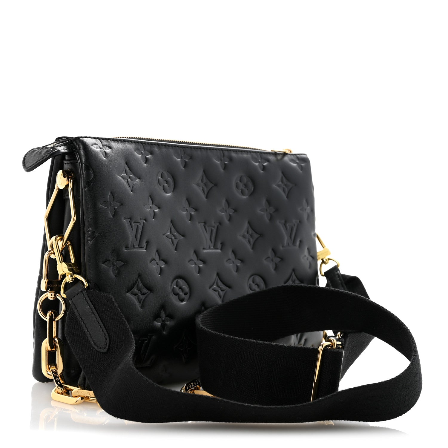Louis Vuitton Lambskin Embossed Monogram Coussin PM Black 3 of 10