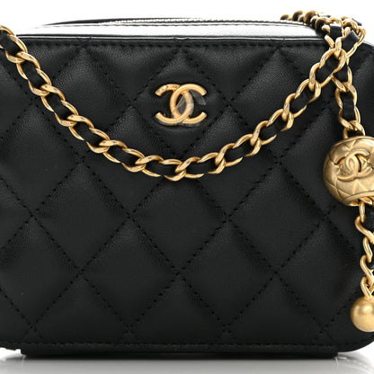 Chanel Lambskin Quilted CC Pearl Crush Camera Case Black 8 of 13
