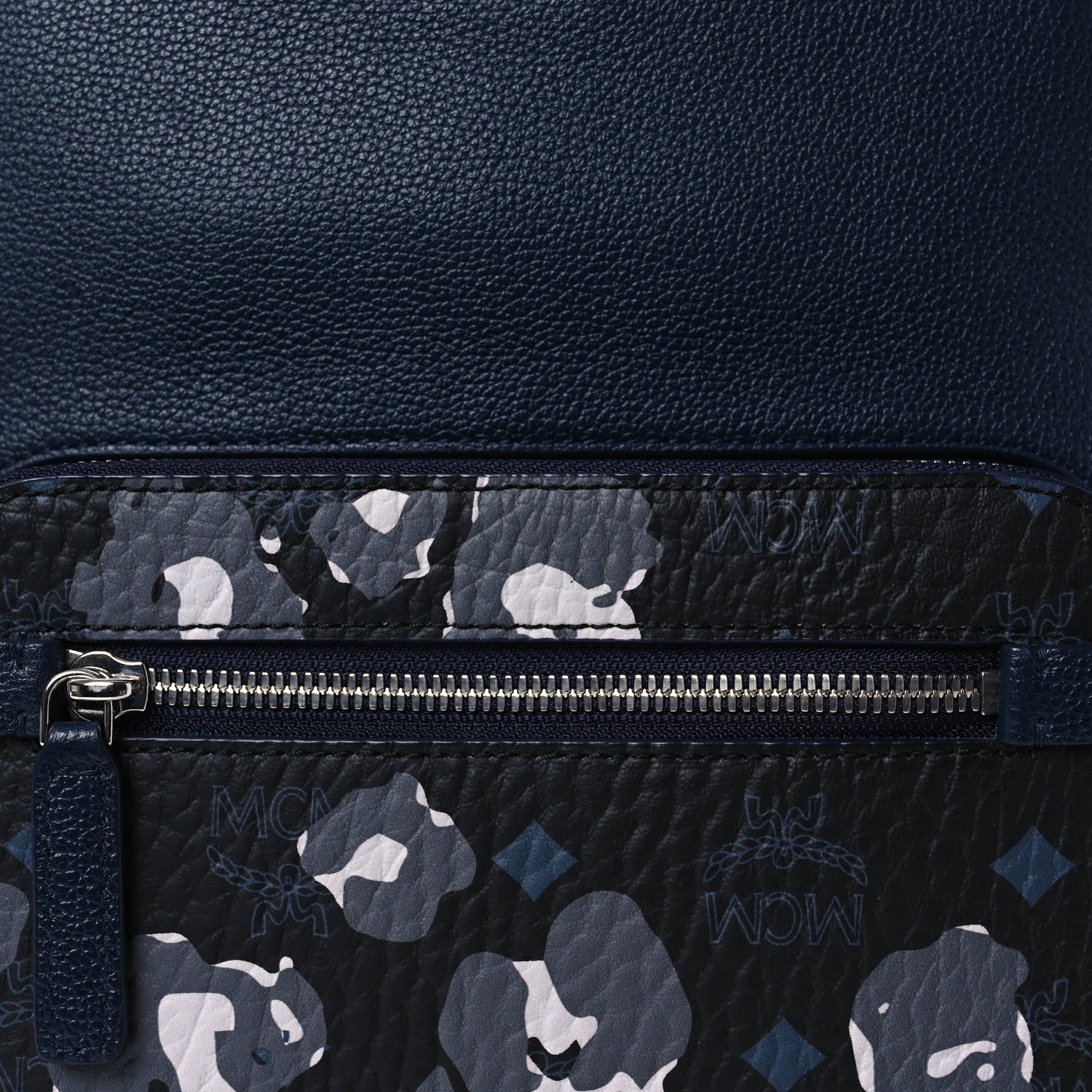 MCM Calfskin Visetos Floral Leopard Klassik Small Stark Backpack Blue Black 8 of 12