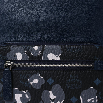 MCM Calfskin Visetos Floral Leopard Klassik Small Stark Backpack Blue Black 8 of 12
