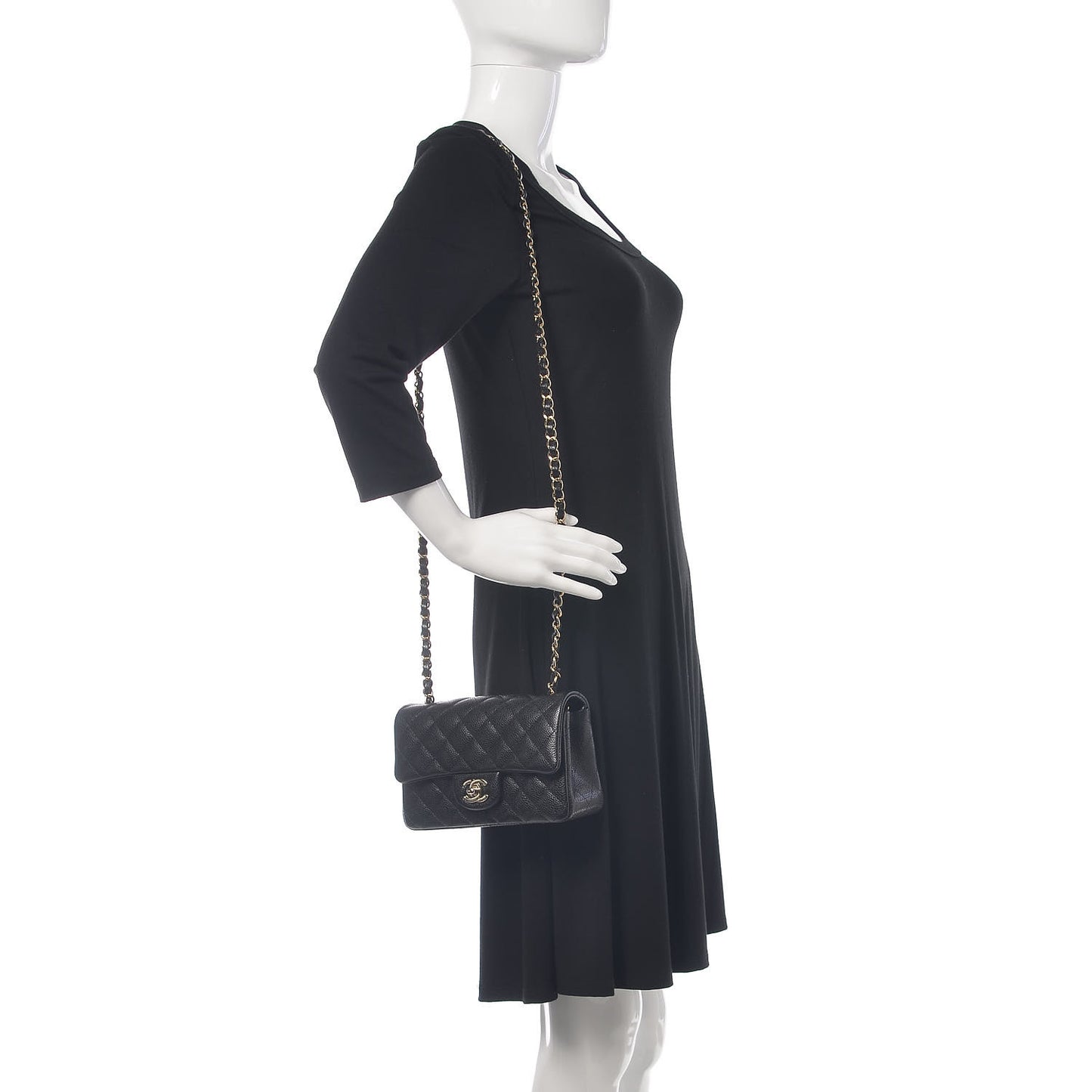 Caviar Quilted Mini Rectangular Flap Black