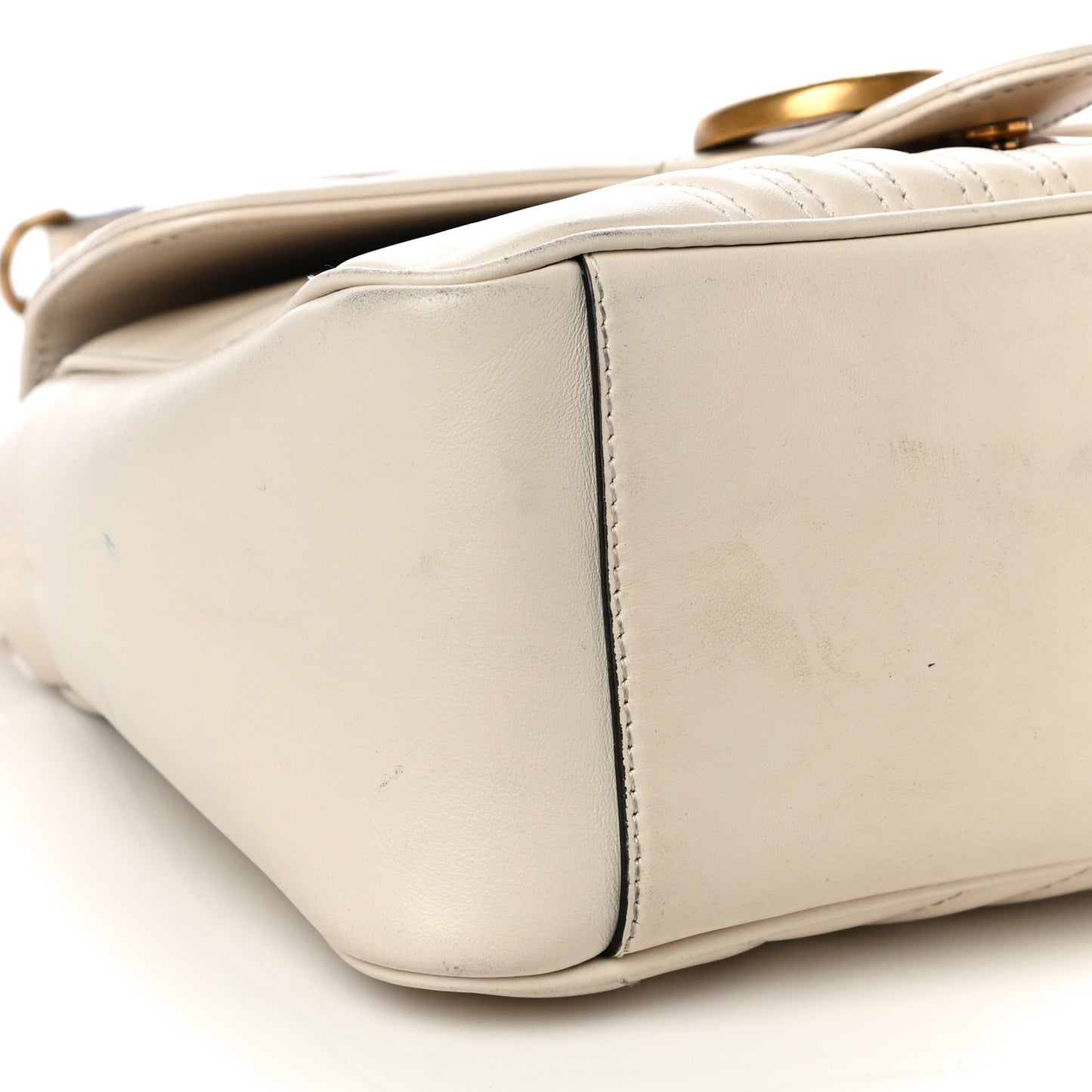 Calfskin Matelasse Small GG Marmont Top Handle Shoulder Bag White