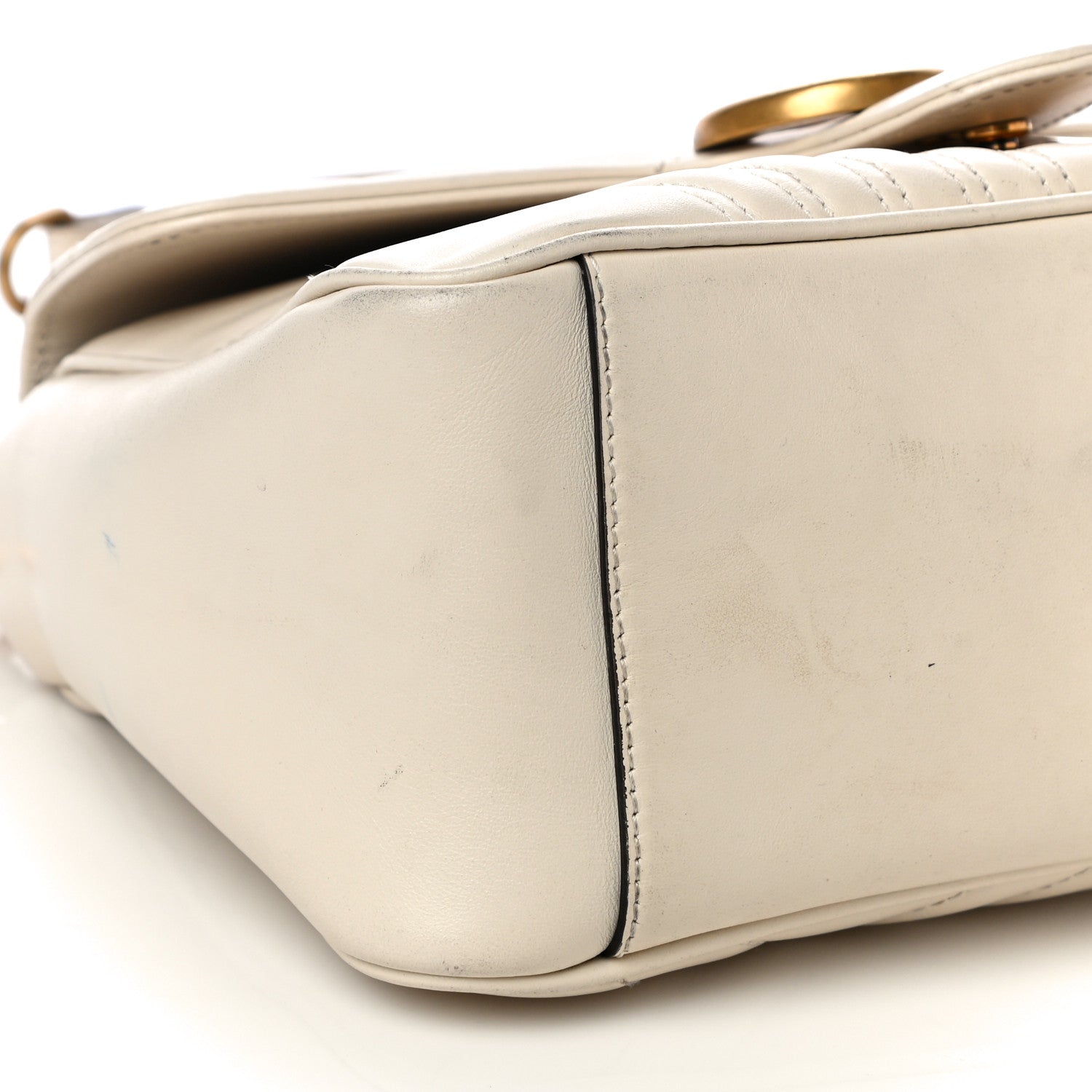 Gucci Calfskin Matelasse Small GG Marmont Top Handle Shoulder Bag White 9 of 19