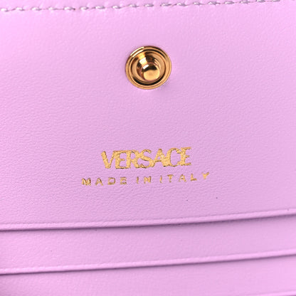 Versace Grained Calfskin Medusa Card Holder Wallet Light Blue Purple 6 of 7