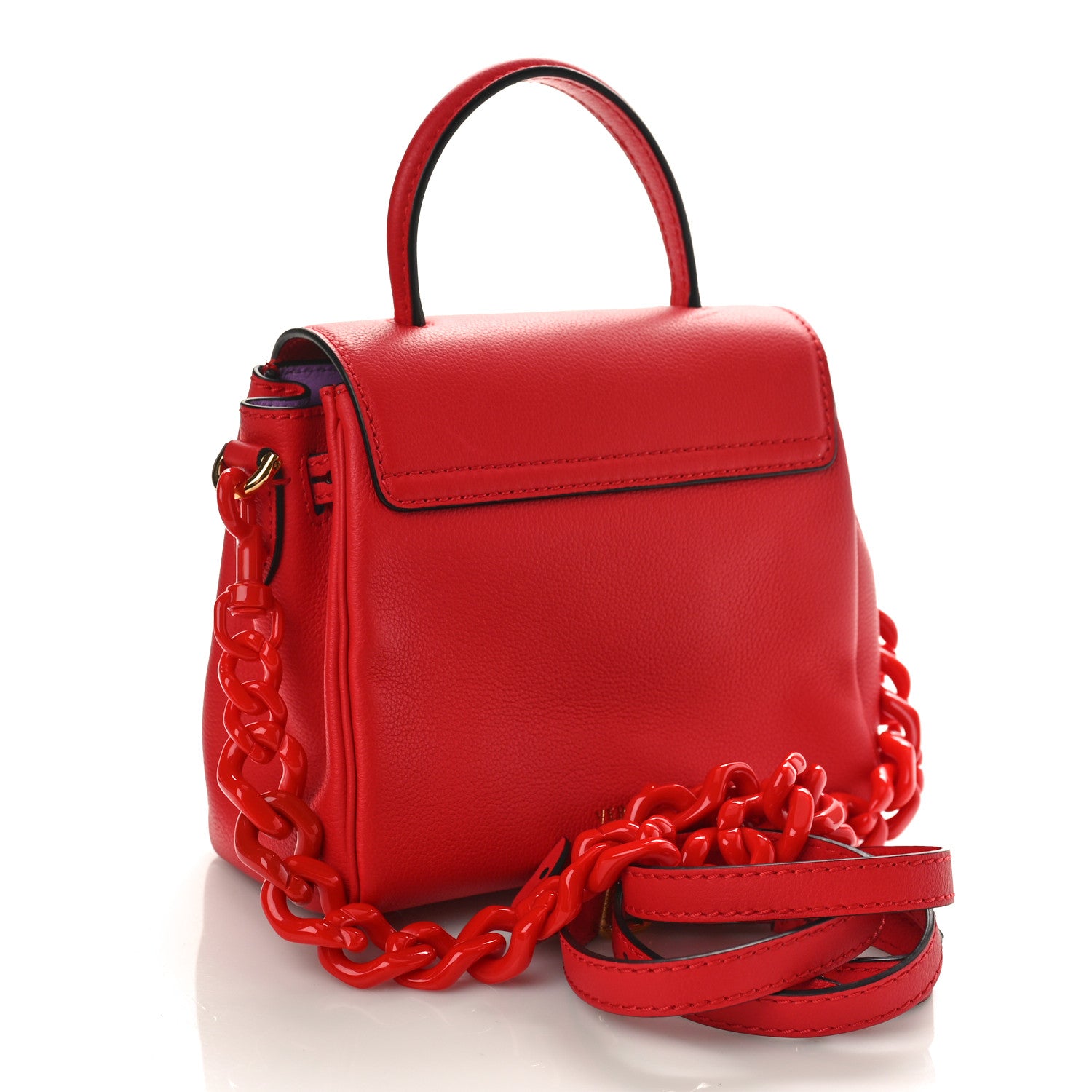 Versace Calfskin Small Medusa Top Handle Handbag Red 3 of 8