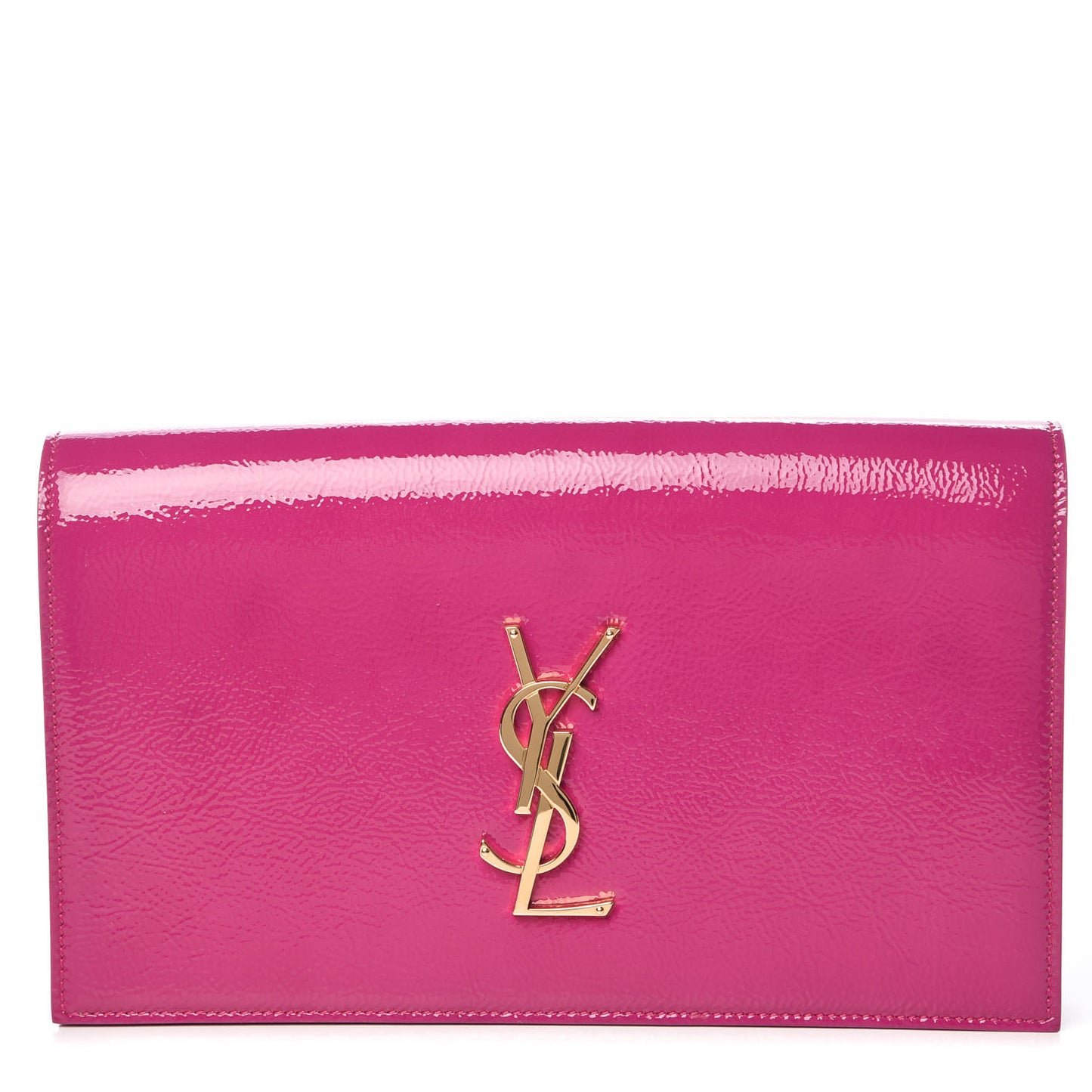 Textured Patent Classic Monogram Kate Clutch Electric Pink