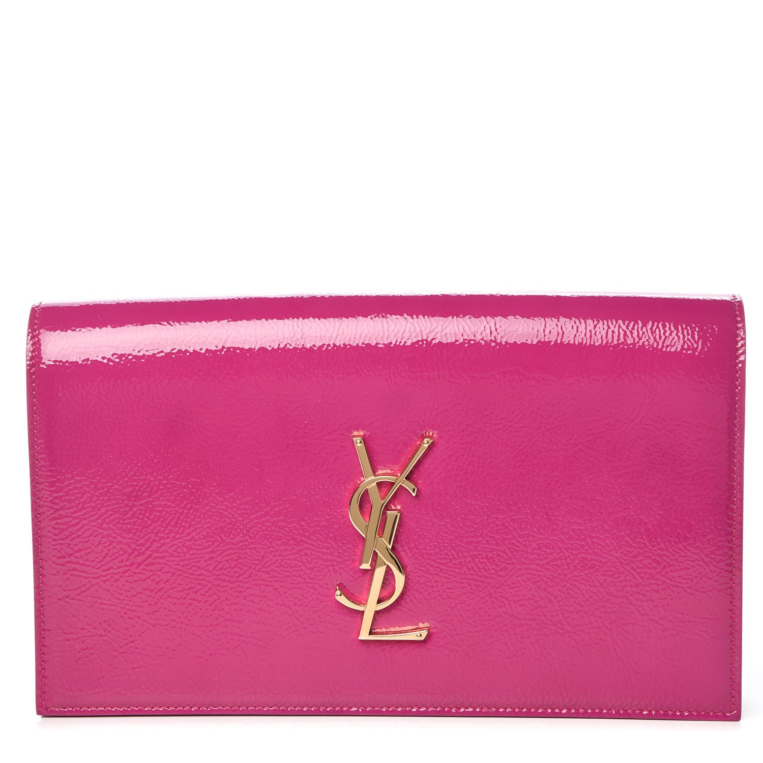 Saint Laurent Textured Patent Classic Monogram Kate Clutch Electric Pink 1 of 9