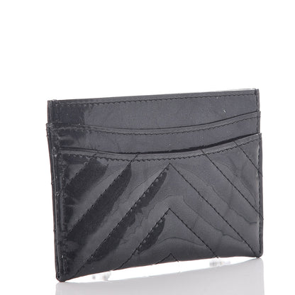 Chanel Patent Chevron Quilted Card Holder Black 3 of 9