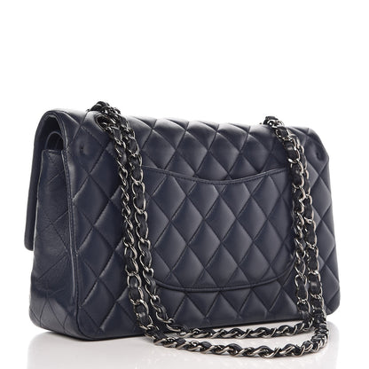 Chanel Lambskin Quilted Medium Double Flap Dark Blue 4 of 11