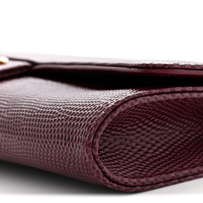 Chanel Calfskin Lizard Embossed Clutch With Chain Bordeaux 10 of 11