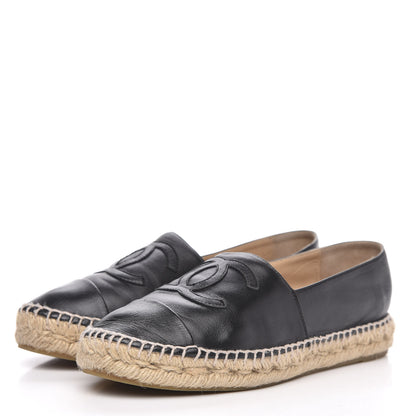 Chanel Lambskin CC Espadrilles 38 Black 3 of 12