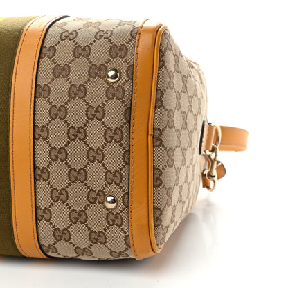 Gucci Monogram Selleria Calfskin Vintage Web Medium Boston Beige Ebony Yellow 9 of 14
