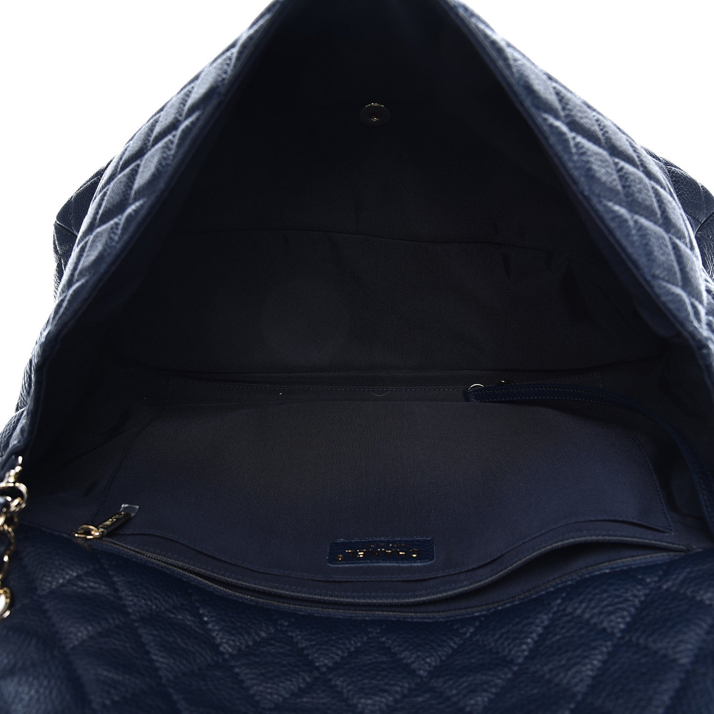 Calfskin Quilted Small XXL Travel Flap Bag Navy