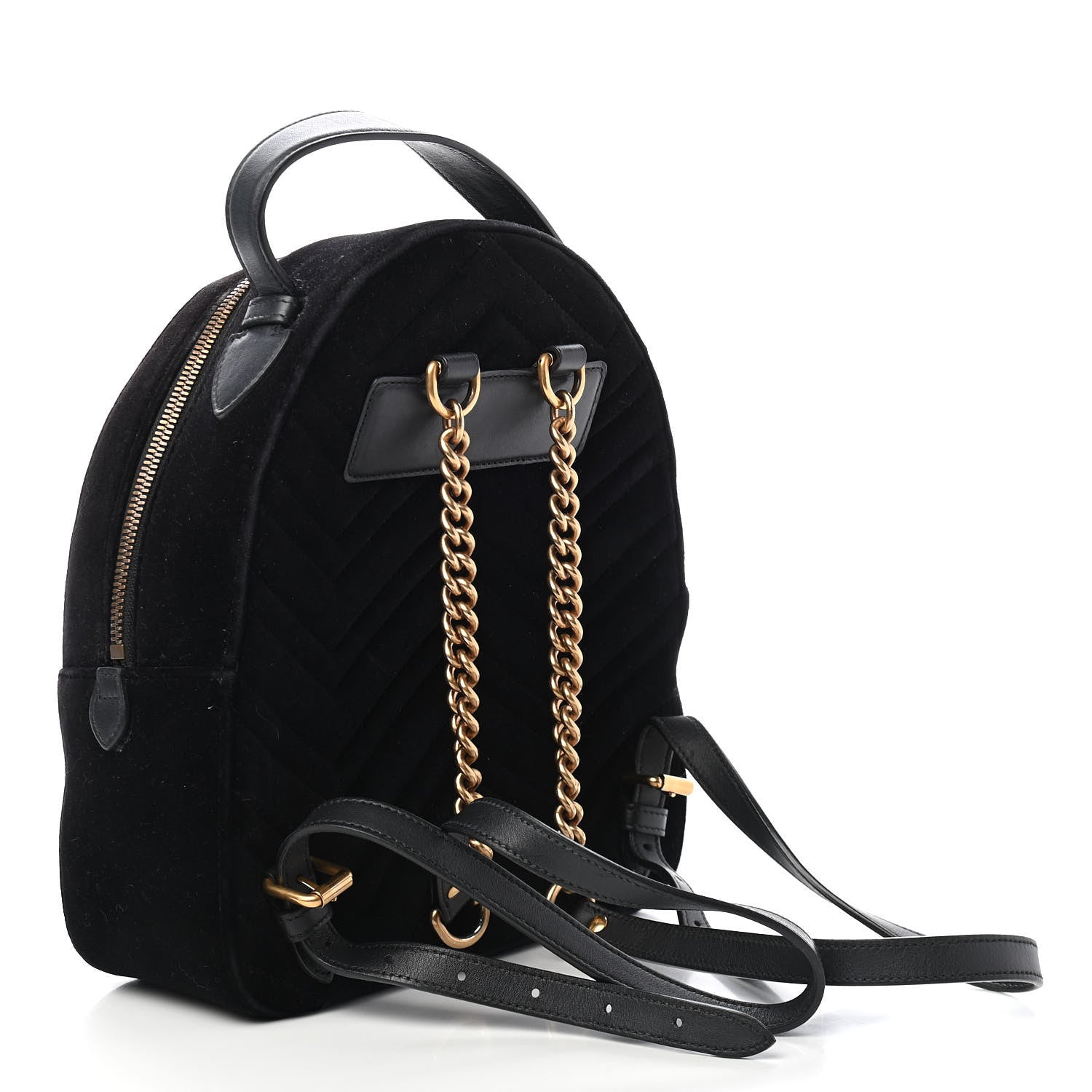 Gucci Velvet Matelasse GG Marmont Dome Backpack Black 2 of 12