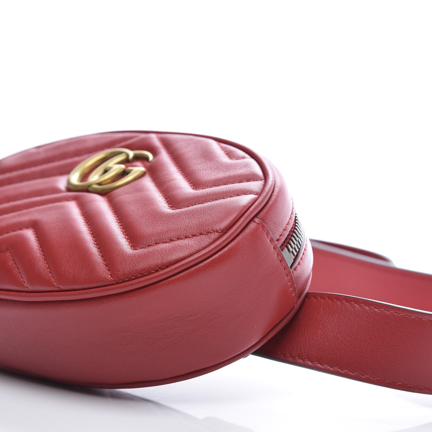 Gucci Calfskin Matelasse GG Marmont Belt Bag 95 38 Hibiscus Red 10 of 13