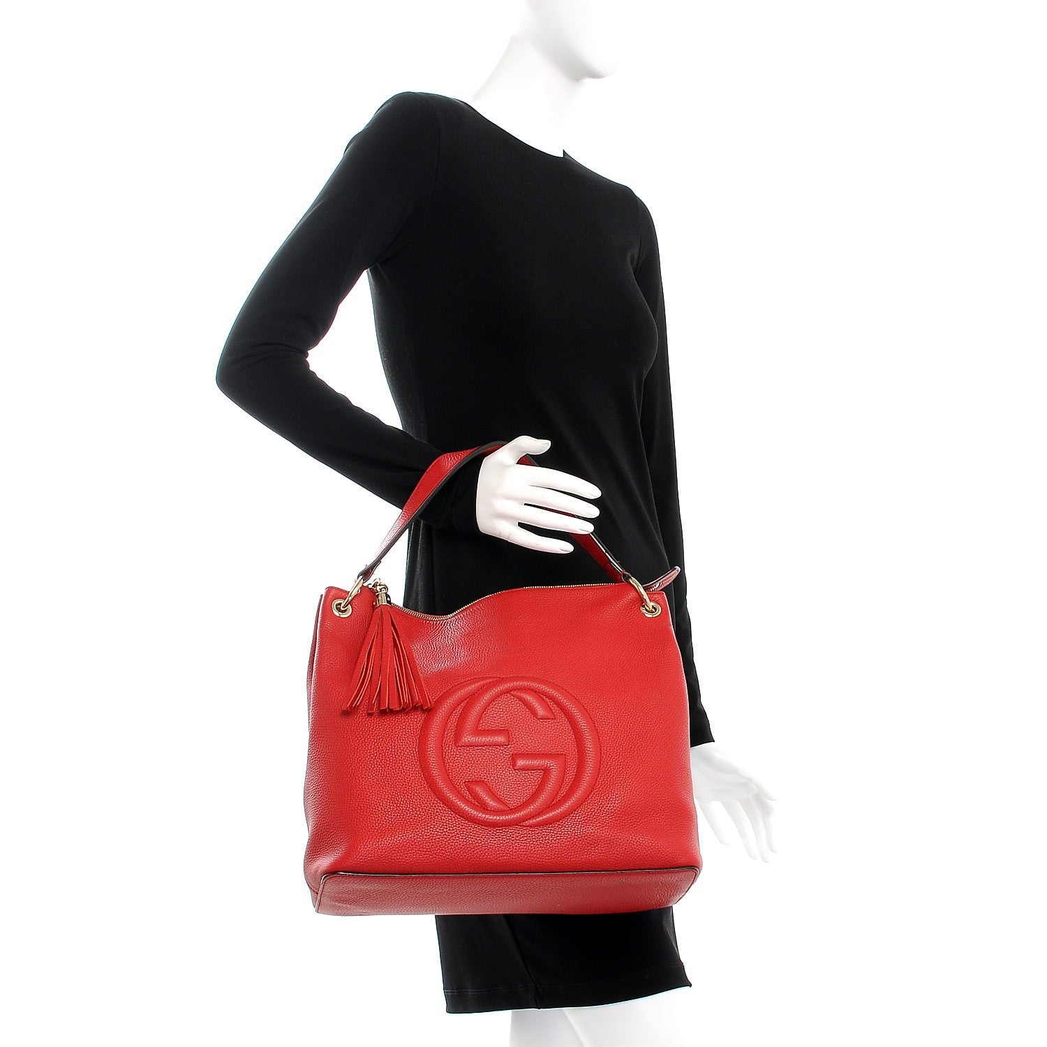 Gucci Pebbled Calfskin Large Soho Hobo Tabasco Red 2 of 12