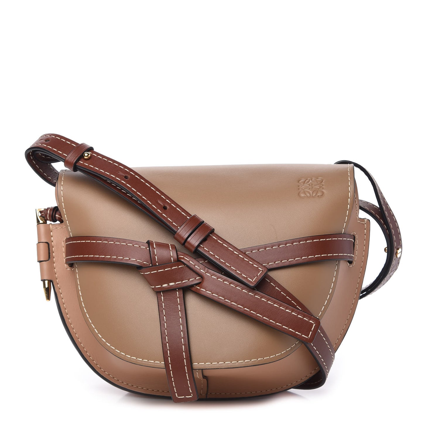 Calfskin Small Gate Crossbody Bag Taupe
