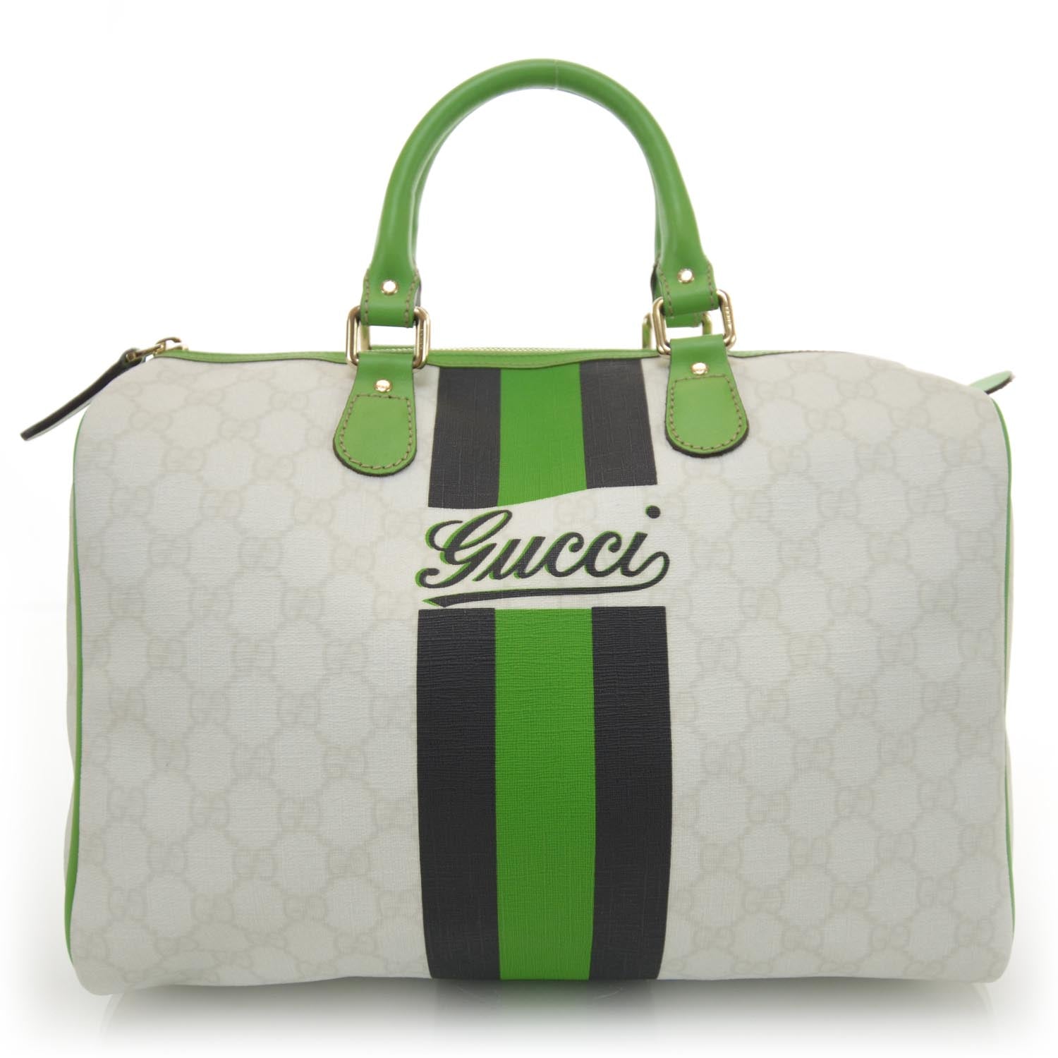 Gucci GG Plus Monogram Web Stripe Medium Joy Boston Green 1 of 8