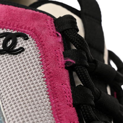 Chanel Fabric Suede CC Sneakers 37 Blue Beige Pink 18 of 21