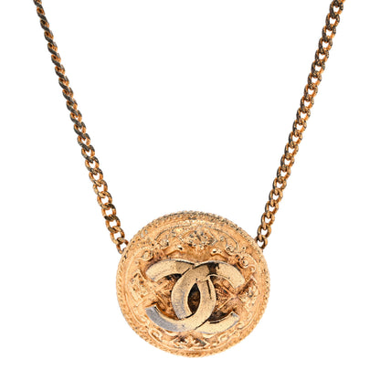 Chanel Metal CC Round Pendant Necklace Gold 5 of 6