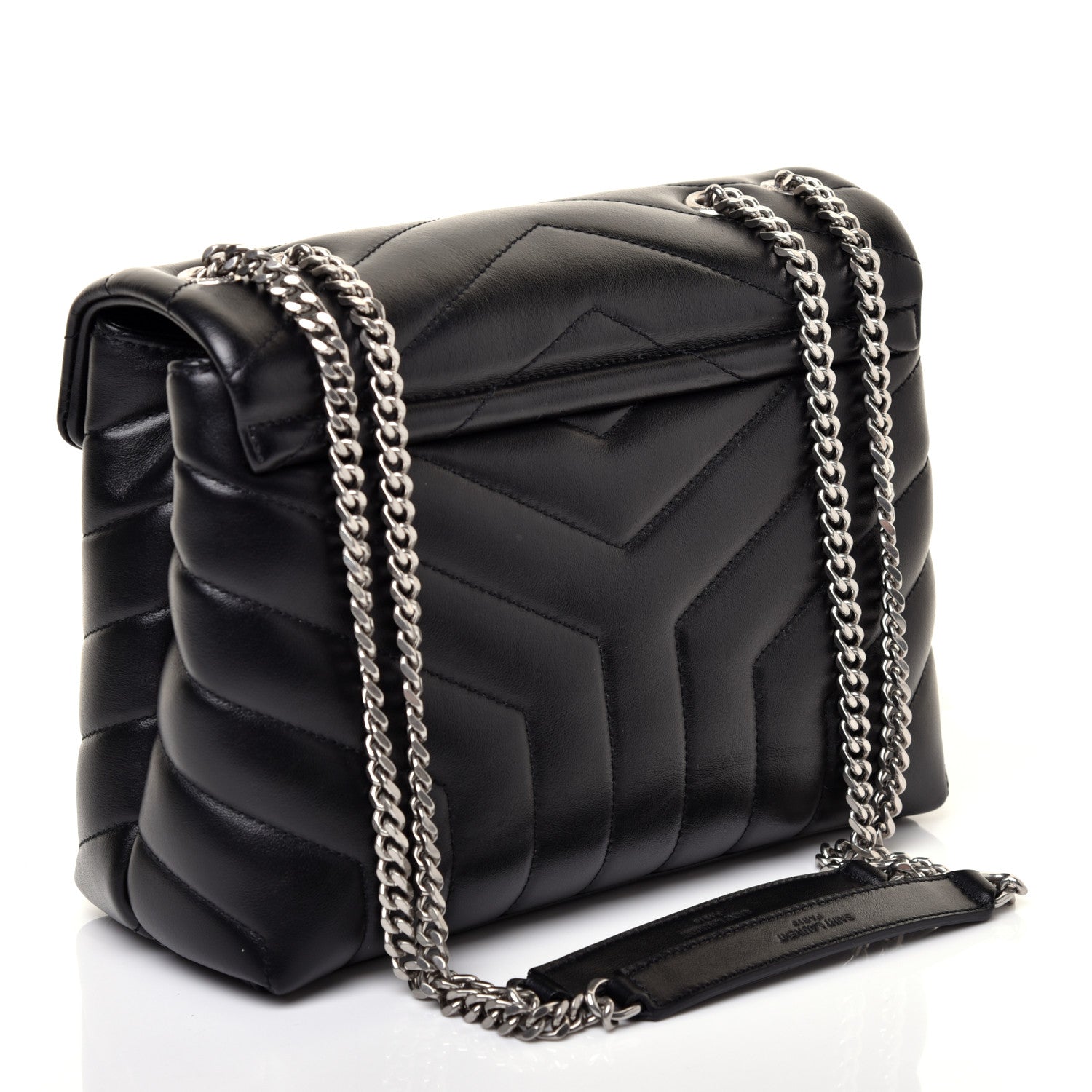 Saint Laurent Calfskin Y Quilted Monogram Small Loulou Chain Satchel Black 3 of 11