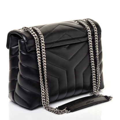Saint Laurent Calfskin Y Quilted Monogram Small Loulou Chain Satchel Black 3 of 11